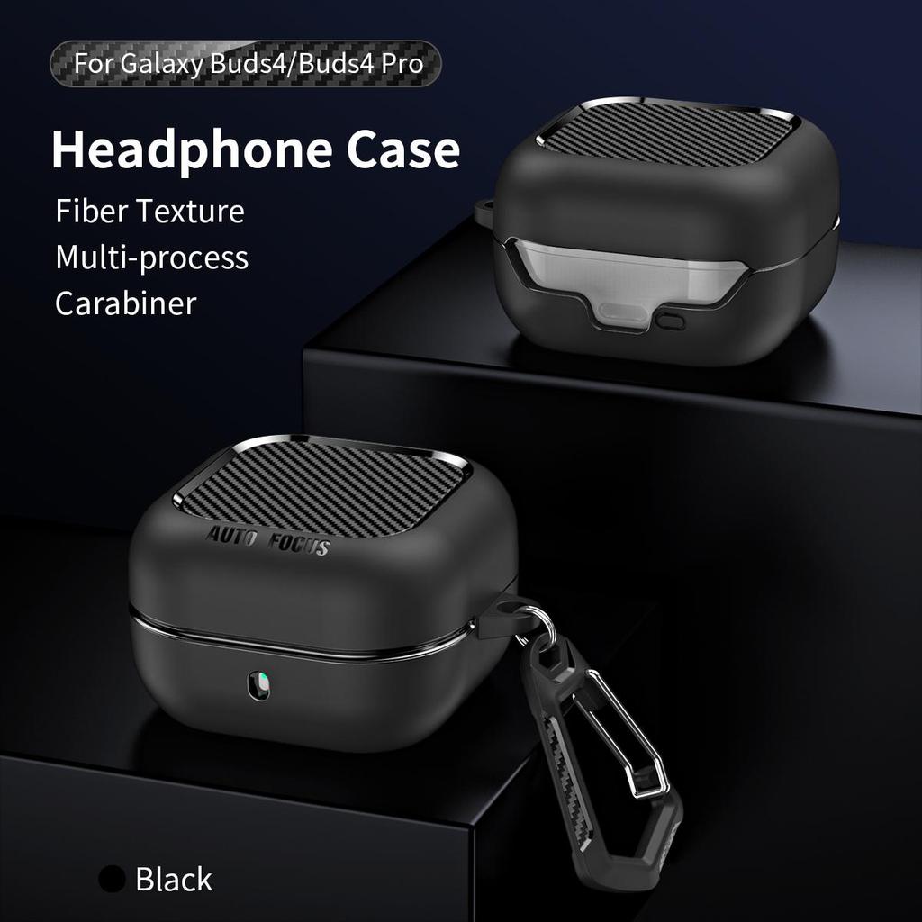 Custodia Protettiva in Fibra di Carbonio per Auricolari Samsung Galaxy Buds 4 Galaxy Buds 4 Pro Custodia Protettiva con Gancio