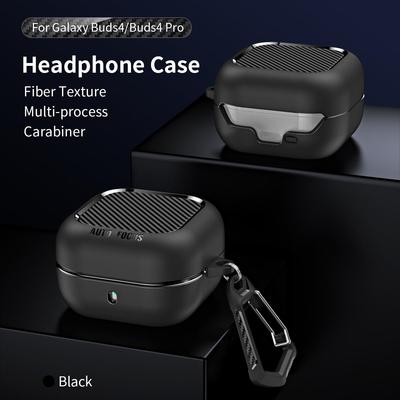 Carbon Fiber Earphone Protector Case For Samsung Galaxy Buds 4 Galaxy Buds 4 Pro Case Protective Sleeve Cover With Hook