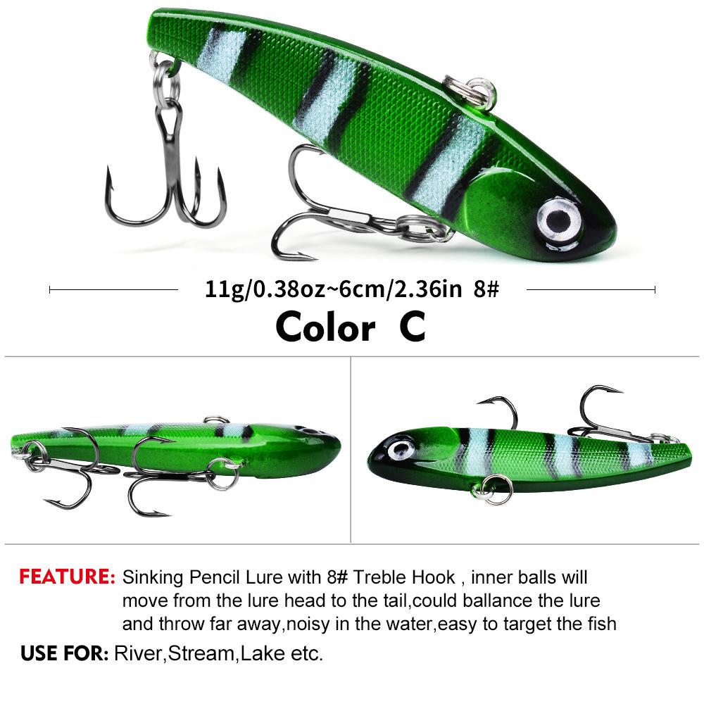 Lure Bait Pencil VIB 6cm 11g Bionic Fishing Lure ABS Plastic Bait 8 # Three Hooks Fake Fishing Lures In Stock