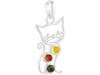 Silver Elephant Pendant with Amber Elephant with Raised Trunk for Good Luck