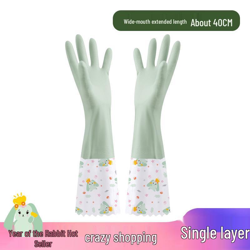 Fleece-Lined Rubber Dishwashing Gloves - Extra Thick, Waterproof, & Warm for Kitchen or Laundry Use