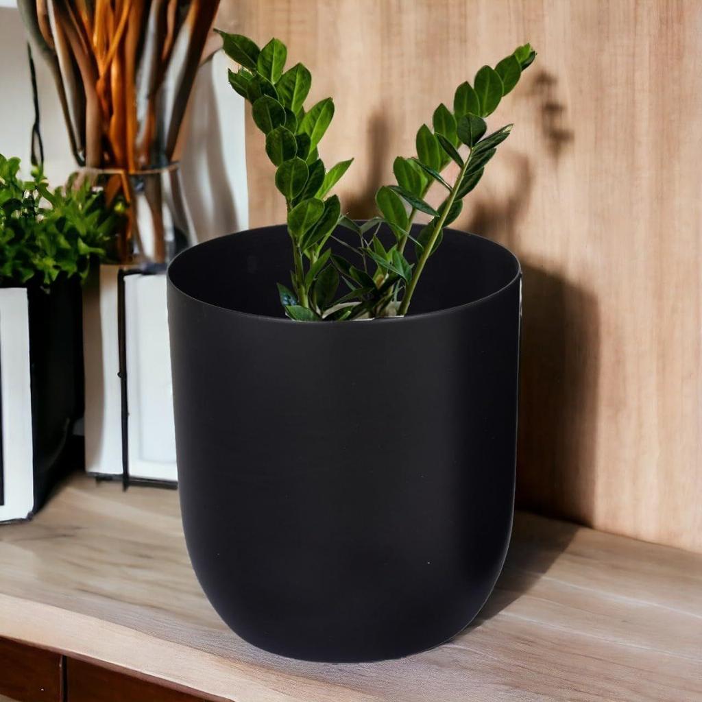 4.3 Inches Round Metal Planter for Home Decor, Pack of 1 (Black)