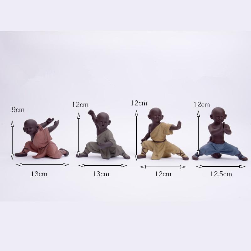 Ceramics Little Monk Statue Handmade Sculpture Lovely Home Room Office Flower Pot Tea Set Decorative Figure Statue Gift Souvenir
