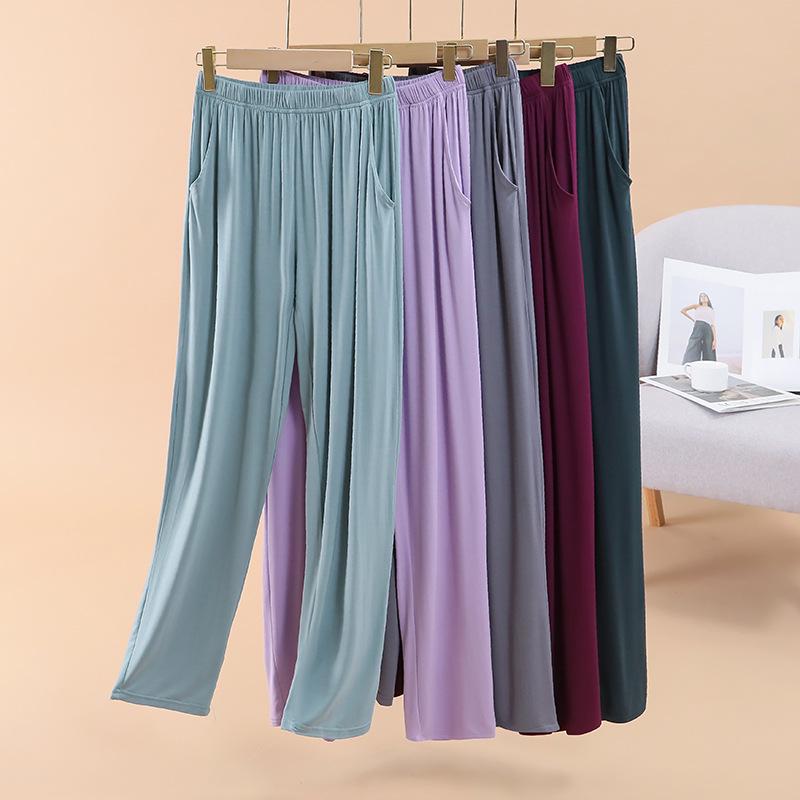 Damen Modal Locker Fallende Pyjamahose - Große Größe, Dünne Eisseide, Lässige Frühling/Sommer Hose