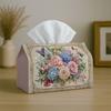 1pc Victorian Bouquet Framed Tissue Box with Traditional Flower Painting - Elegant Vintage Tissue Dispenser & Napkin Holder, Fabric Cover for Kitchen,