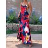 2026 Sleeveless Abstract Printed Spaghetti Strap Dress Women's Cross Backless A-line Holiday Maxi Dress Cowl Neck Cross Back Casual Clothing