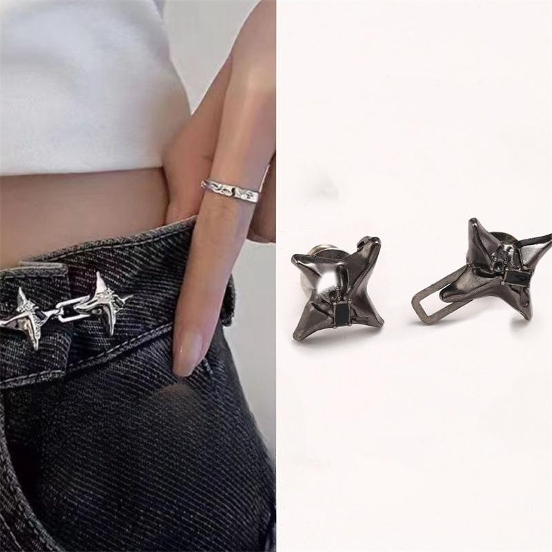 Star Shape Adjustable Waist Buckle for Jeans, Waist Tightening Tool & Fixed Waist Clip, Denim Accessories