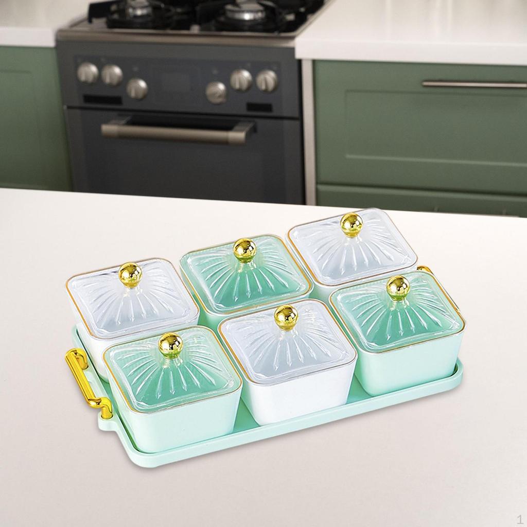 Divided Serving Dishes Appetizer Tray with Cover and Handle Creative Food Storage Dried