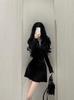 Pure waist pleated short shirt dress women's autumn American sports style polo collar waist age-reducing umbrella skirt