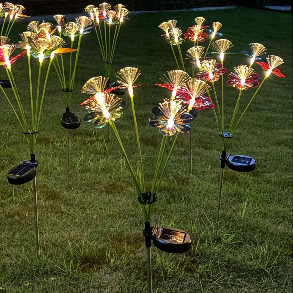 Waterproof Solar Fiber Optic Flower Fiber Optic 6 Heads Solar Garden Lights Simulation Flower Lawn Night Lights Wedding Party