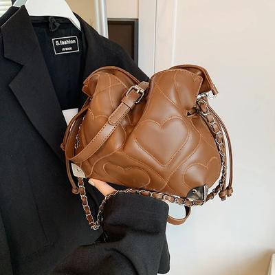 High End Retro Maillard Feng Shui Women's Bucket Bag  Elegant and Modern  Versatile Shoulder Bag