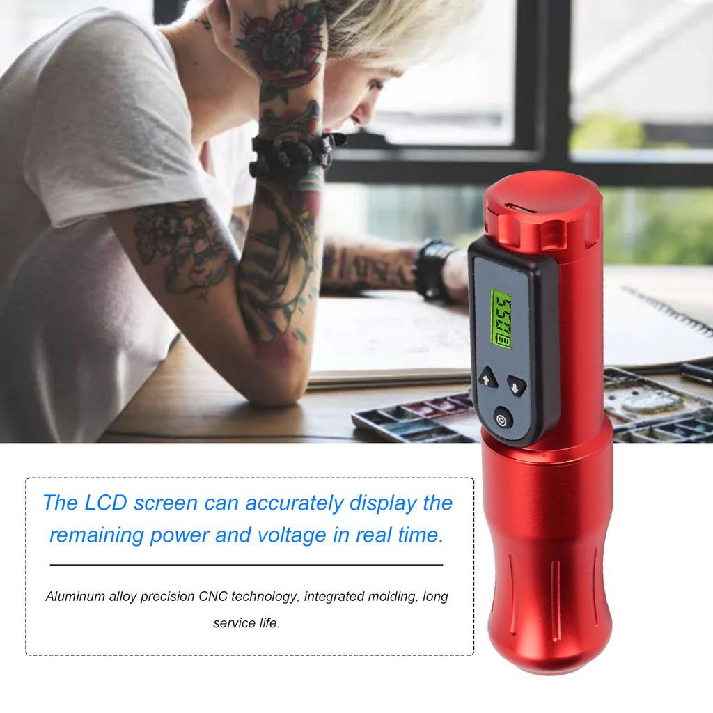 Wireless Tattoo Pen   Tattoo NaMachine Cartridge Needles Coreless Motor Electroplating LCD Display for Beginners