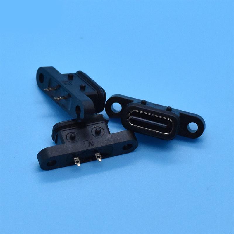 2Pcs Typec 2Pin Waterproof Female Usb C Socket Port Hole Fast Charge Interface