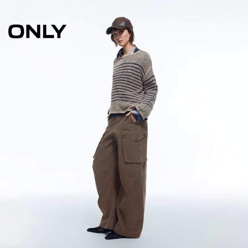 ONLY Women's Relaxed Striped Faux Two-Piece Knit Sweater