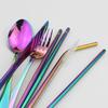 Travel Hiking Portable Dinnerware Set with Pouch Reusable Stainless Steel Straw Cutlery Knife Spoon Fork Chopsticks Silverware
