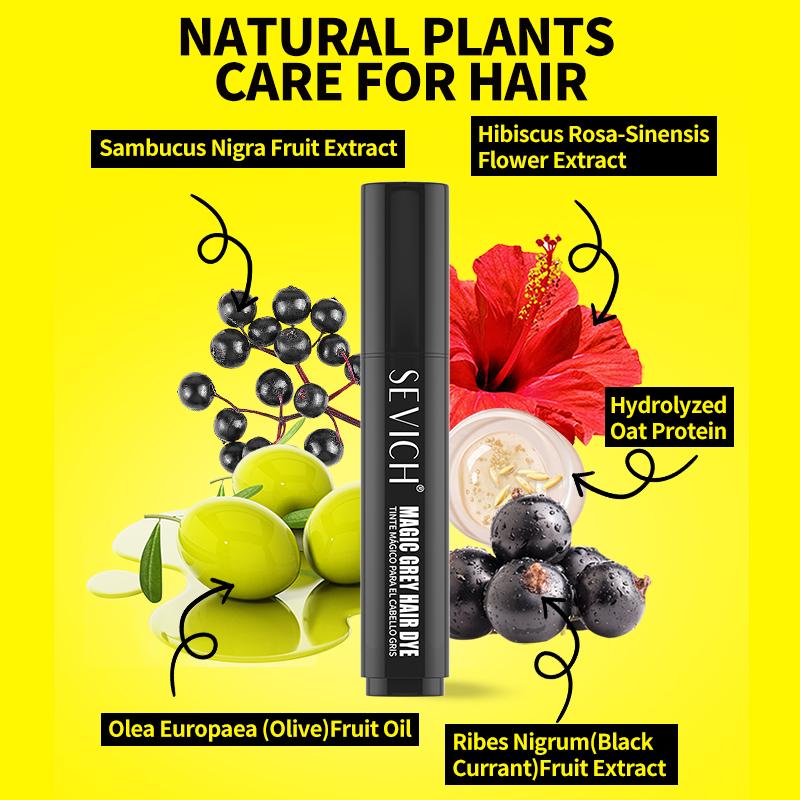 Haarfärbestift SEVICH 4 Farben Haaransatz-Auffrischung Schwarz Braun Haarfarbstift Einweg-Haarfärbecreme Pinsel Haar-Concealer 20ml