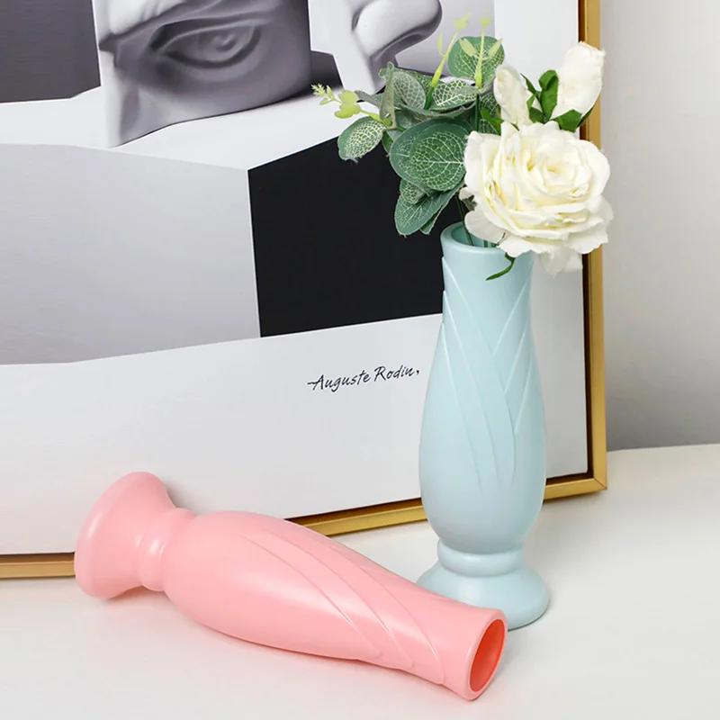 1 Pz Vaso per fiori moderno Vaso di plastica bianco rosa Vaso per fiori Cesto Nordico Casa Soggiorno Decorazione Ornamento Disposizione floreale
