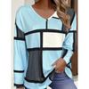 Spring Autumn Fashion Comfortable Soft V-neck Long Sleeve T-shirt Creative Geometric Figure Loose Casual Women Versatile 3D Printed T-shirt