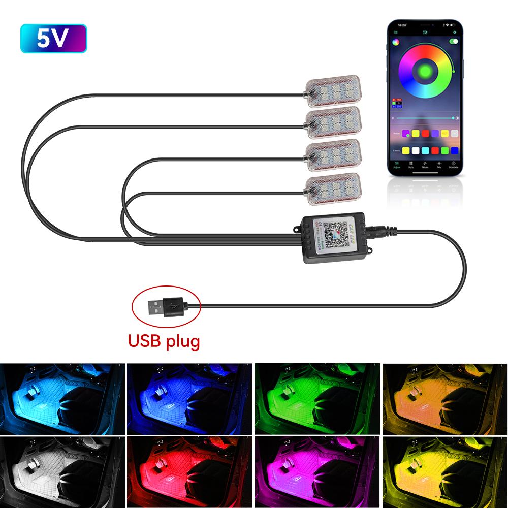 Neon LED Car Interior Ambient Foot Strip Light Kit Accessories Backlight Remote/App Music Control Auto RGB Decorative Lamps