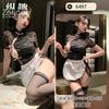 New Sexy Cheongsam Uniform Temptation Lace Slit  Dress Elegant Bow Sweet Mini Dress Mesh Lace Sheer Hot Sexy Women Tops  677N