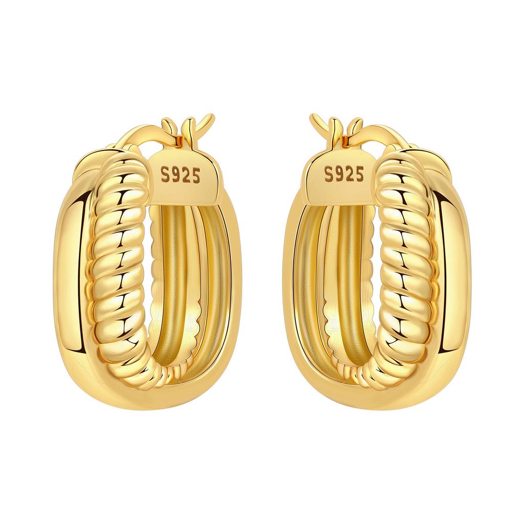 Orstarry S925 Silver 18k Gold Modern Square Hoop Earrings For Women Trendy Jewelry Anniversary Gifts