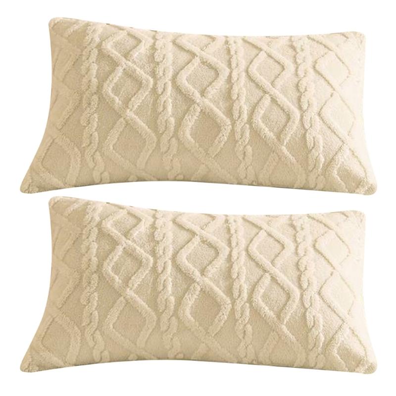 Milk Velvet Pillow Cushions Cover Soft Plushes Rectangle Pillowcase Removable & Washable for Home Decoration белый