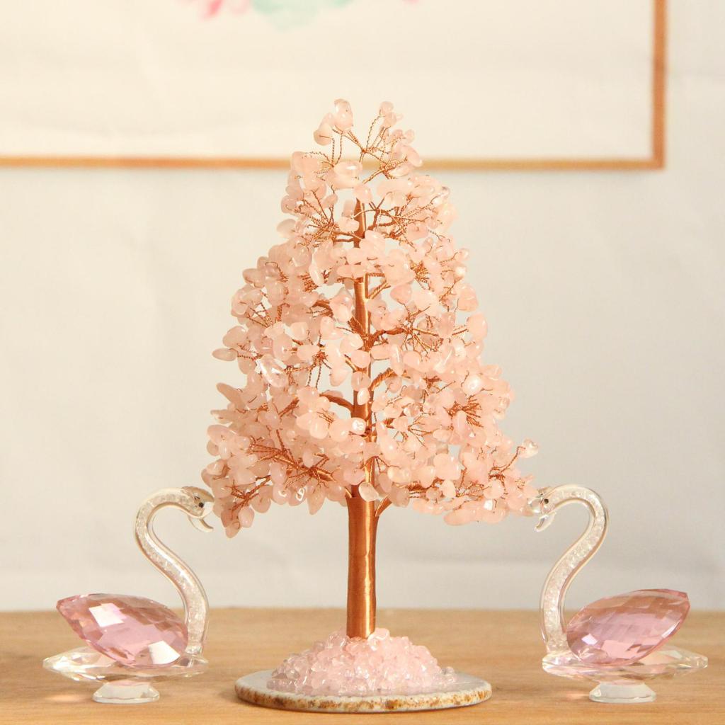 Handmade Natural Crystal Fortune Tree with Agate Base - Christmas Ornament