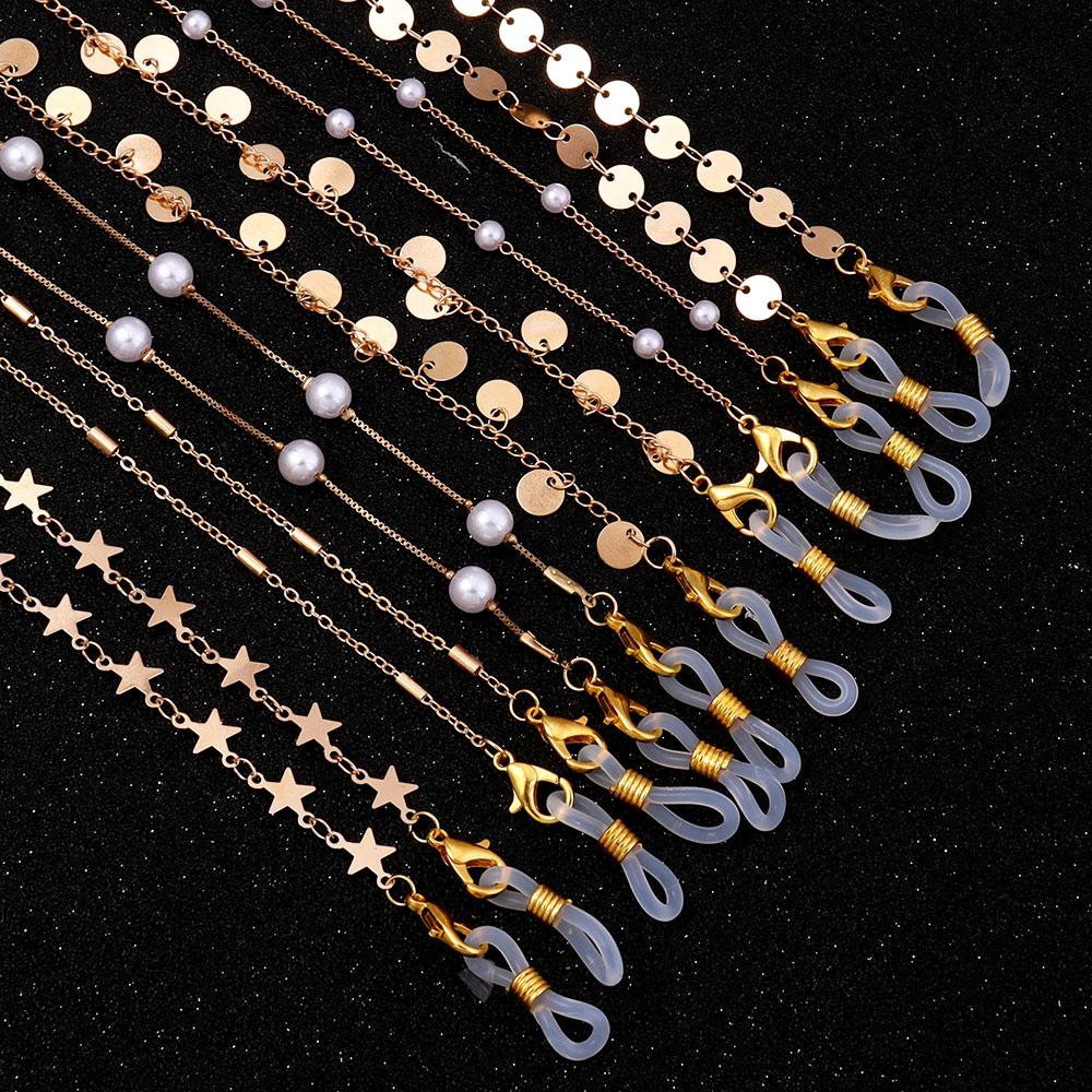 Modische Metall Brillen Kette Sonnenbrillen Lese Brillen Kette Perlen Brillen Kette Anti-Verlust Brillen Lanyard Kette Damen Brillen Kette