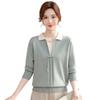 Spring and Autumn New Knitted Sweater Sweater Fake Two-piece Mom Women's Clothing Medium and Old Fashion Bottom Shirt