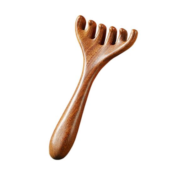 Deer Antlers Meridian Massage Comb with Storage Bag Long Handle Sandalwood Scalp Massager Comb Six-Claw Wide Tooth Body Massage Guasha Scrubber Tool