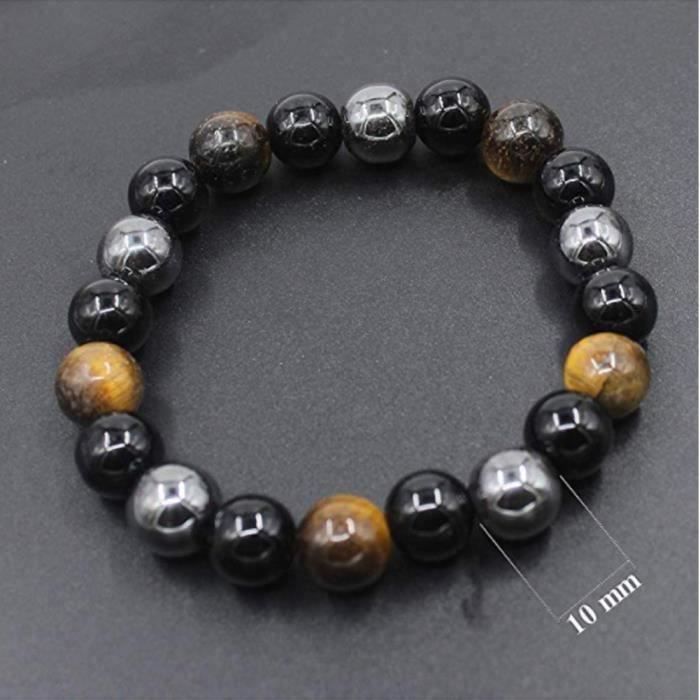 Bracelet - Tiger Eye - Triple Protection - Hématite - Obsidienne Noire - 10 mm