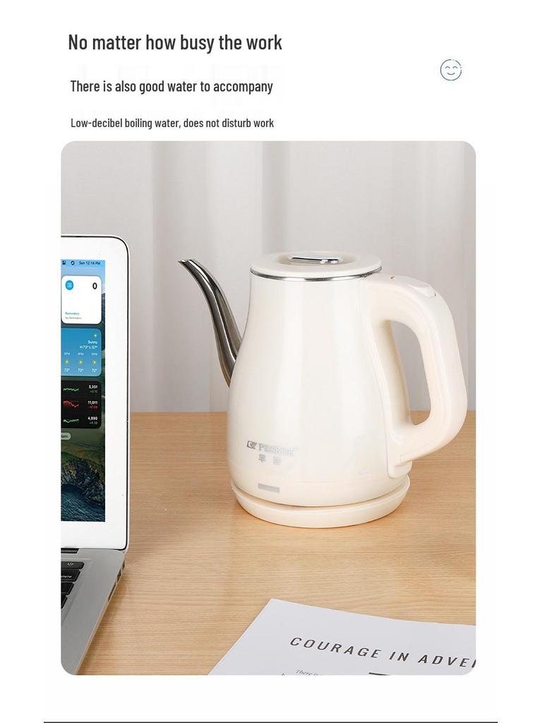 Genuine Long Spout Anti-Scald Electric Kettle - 304 Stainless Steel, Heat-Preserving, Durable, Ideal for Tea Brewing.