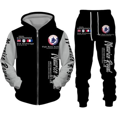 Modna bluza z kapturem z nadrukiem/bluza z zamkiem błyskawicznym/spodnie/zestaw Casual mężczyźni kobiety dres odzież sportowa stroje dla par Hip Hop 2 częściowy zestaw