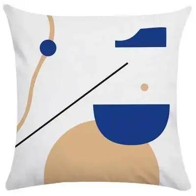 Blue White Minimalist Abstract Line Art Face Cushion Cover Throw Pillowcase Modern Home Decor For Sofa Couch Peach Skin 40X40