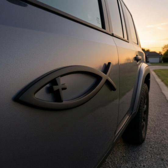 Autoaufkleber Fischförmiges Emblem 3D-Metalltextur Autoaufkleber mit starkem Klebstoff Wasserdicht Sonnenschutz für Karosserie Stoßstange Fenster