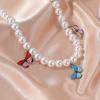 Women's Necklace Pearl Colorful Butterfly-shaped Clavicle Chain