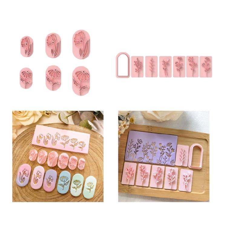 Soft Clay Leaf Mold Set with Nonstick Plastic Texture Handmade Earrings Molds for Effortless Jewelry Making and Crafts
