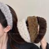 2025 Chic High Crown Solid Color Plush Headband for Women - Stylish & Versatile Autumn/Winter Fashion Accessory