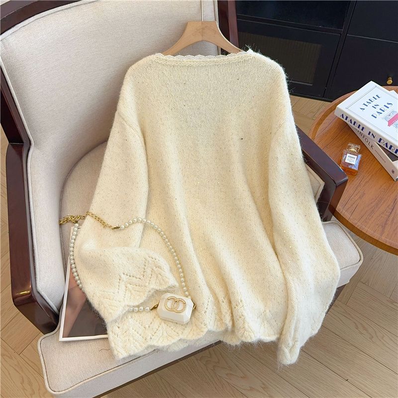 Sweater for Women Winter Thickened V Neck Pullover Warm Knitted Stretchy Long Sleeve Oversize Jumper Sweater Tops