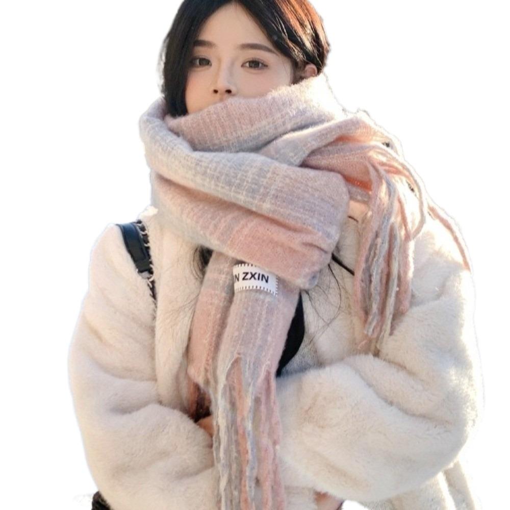 Soft Cashmere Scarf Windproof Neck Warmer New Long Tassel Scarves  Autumn and Winter