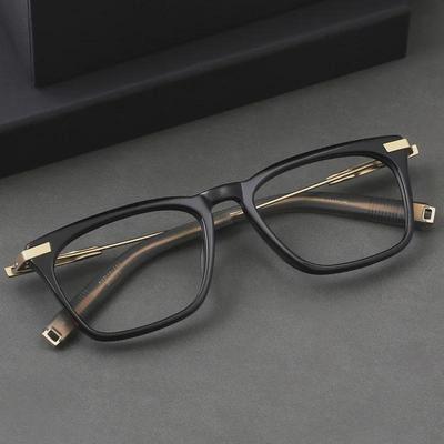 Japanese Handmade Pure Titanium Square Glasses Frame for Men & Women, Large Face, DLX 403 Retro Style