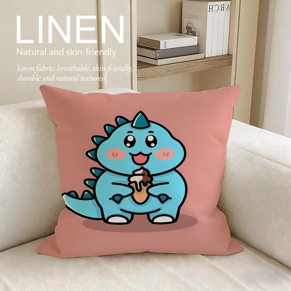 Cute Squishy Dino Cushion Cover Pillowcase Set Pcs X X Breathable Washable Sofa Cushion Cover