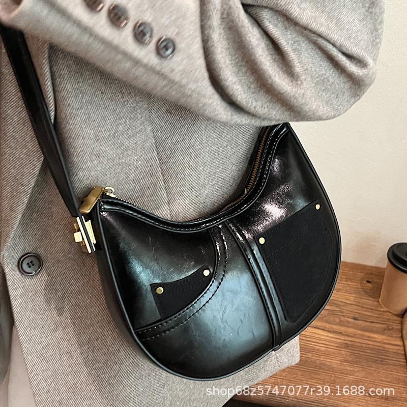 European and American retro underarm bag women's new niche fashion versatile crescent bag high-end single shoulder handbag tide