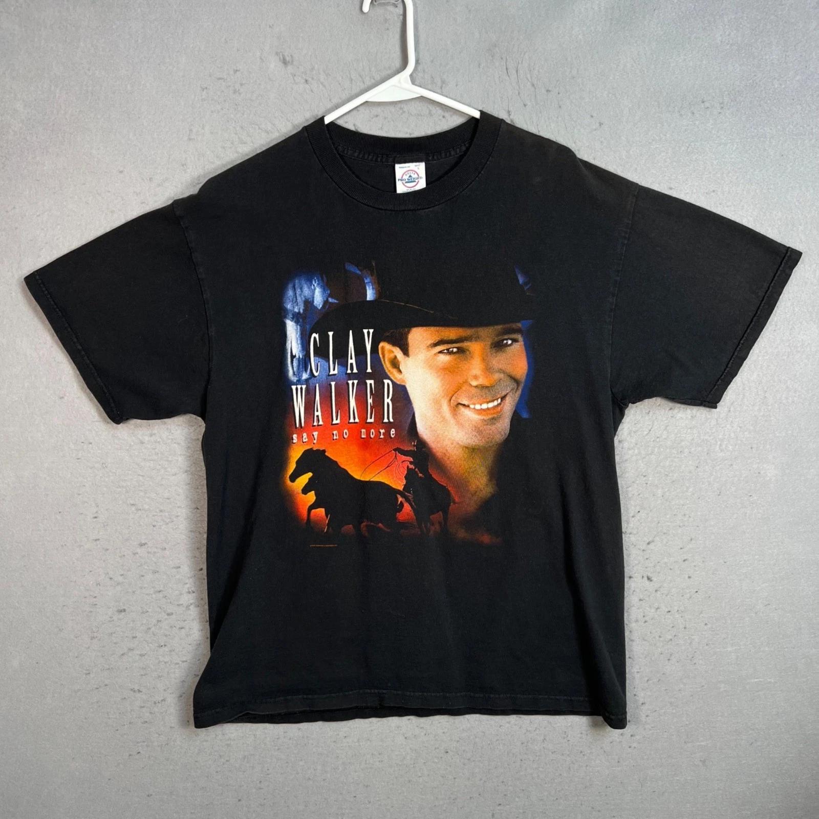 

Vintage Clay Walker Say No More Tour Black Graphic T-Shirt Mens Size Large S