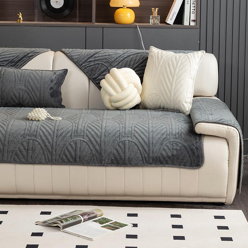 Winter-Sofakissen aus Milchfaser, Wohnzimmer, rutschfest, verdicktes Fleece, warme Sofa-Sitzkissen, Sofa-Rückenlehnenbezug, Handtuch