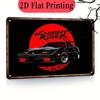 Knight Rider KITT Car Placa de Lata de Metal Vintage Decoração de Parede com Impressão Plana Retro D para Garagem Man Cave x Polegada