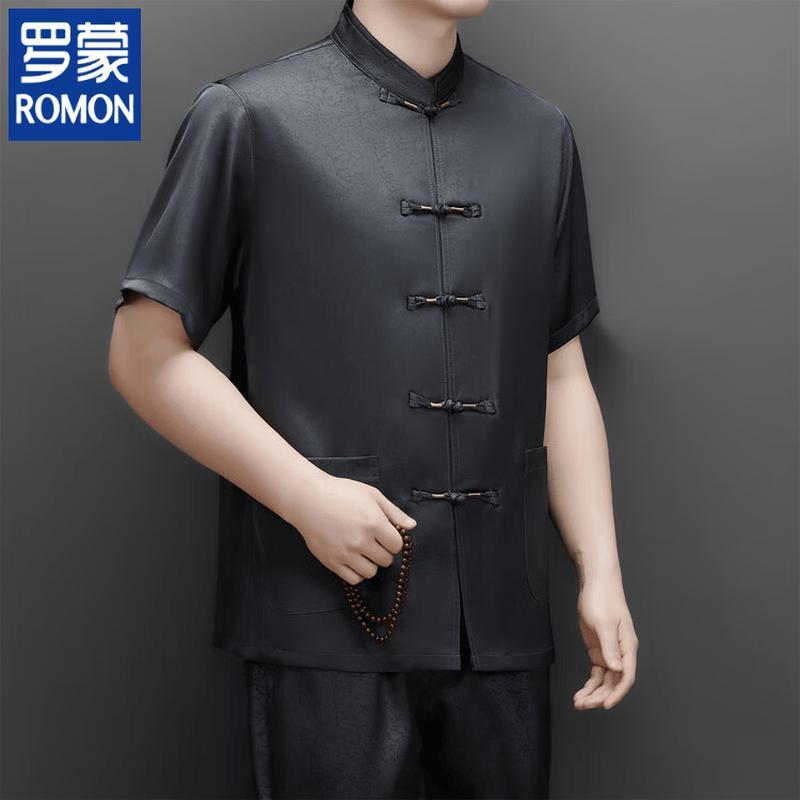 ROMON Men s Short-Sleeved Chinese Style Tang Suit Shirt 39/170
