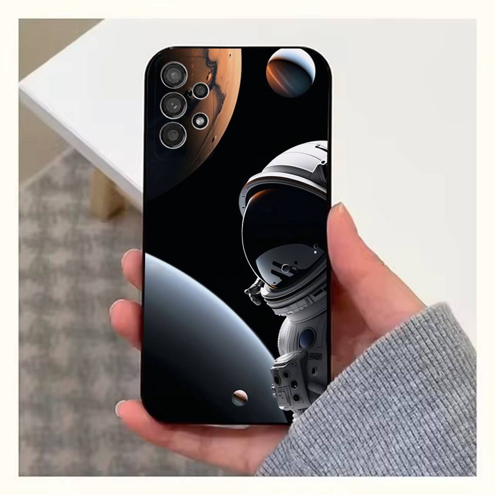 Cute Astronaut Phone For Samsung S22,S25,S24,S23,Ultra,FE,Plus,S21,S20,S10,S9,Lite,Soft Silicone Black