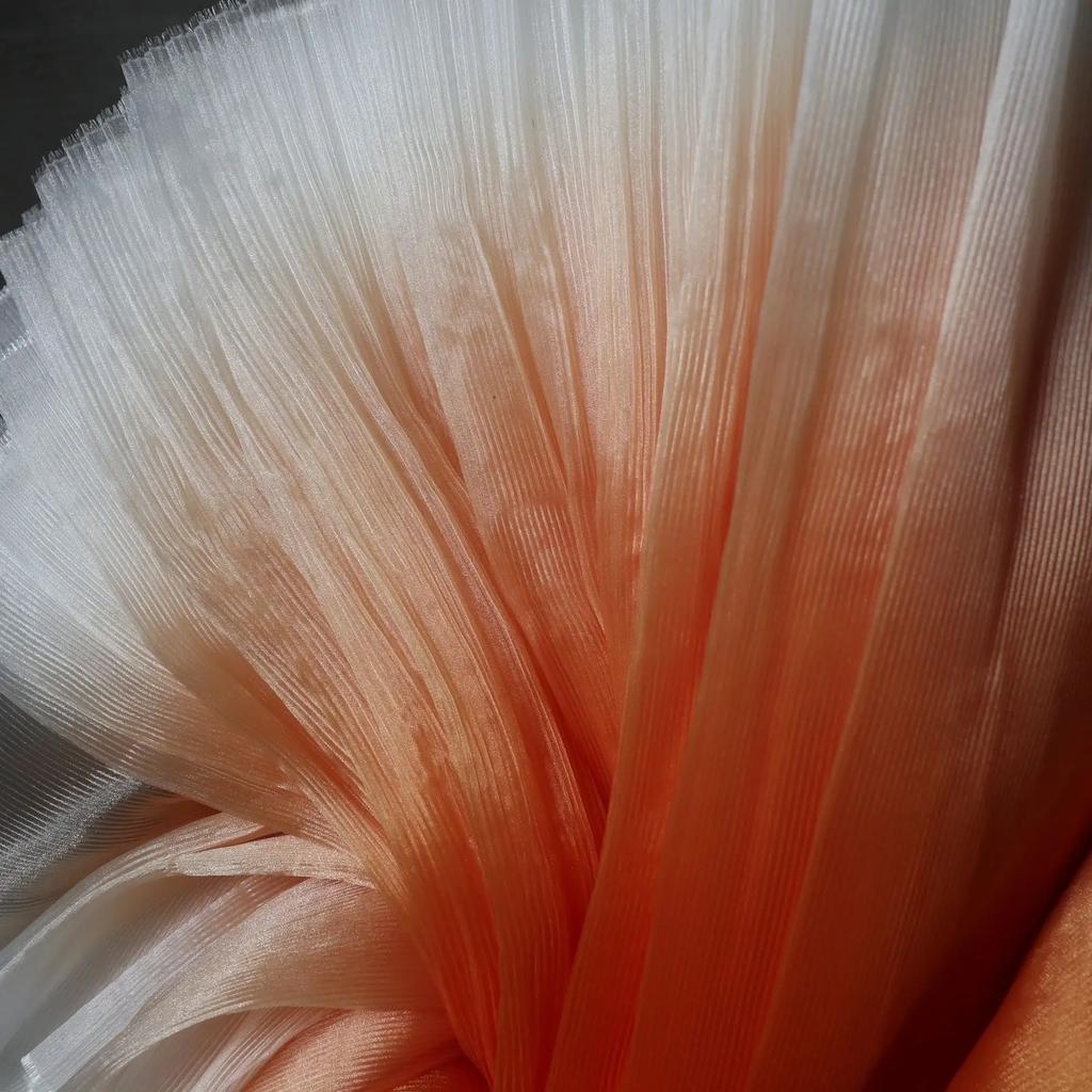 Syrena Himeji Tekstura Plisowana Tkanina Organzowa Na Metry do Dekoracji Bukietów Ślubnych Tkanina Krawiecka Miękki Gradient Biały Niebieski