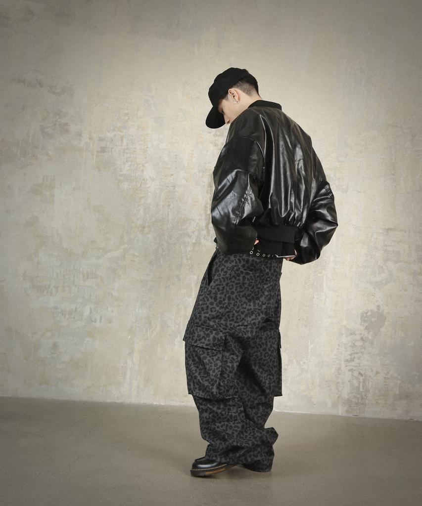 ROCKPSYCHO Leopard Cargo Pants Dark Navy